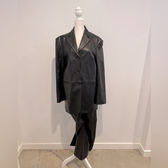 Stockholm Atelier & Other Stories Faux Leather Suit - Size 6 - Picture 2 of 11